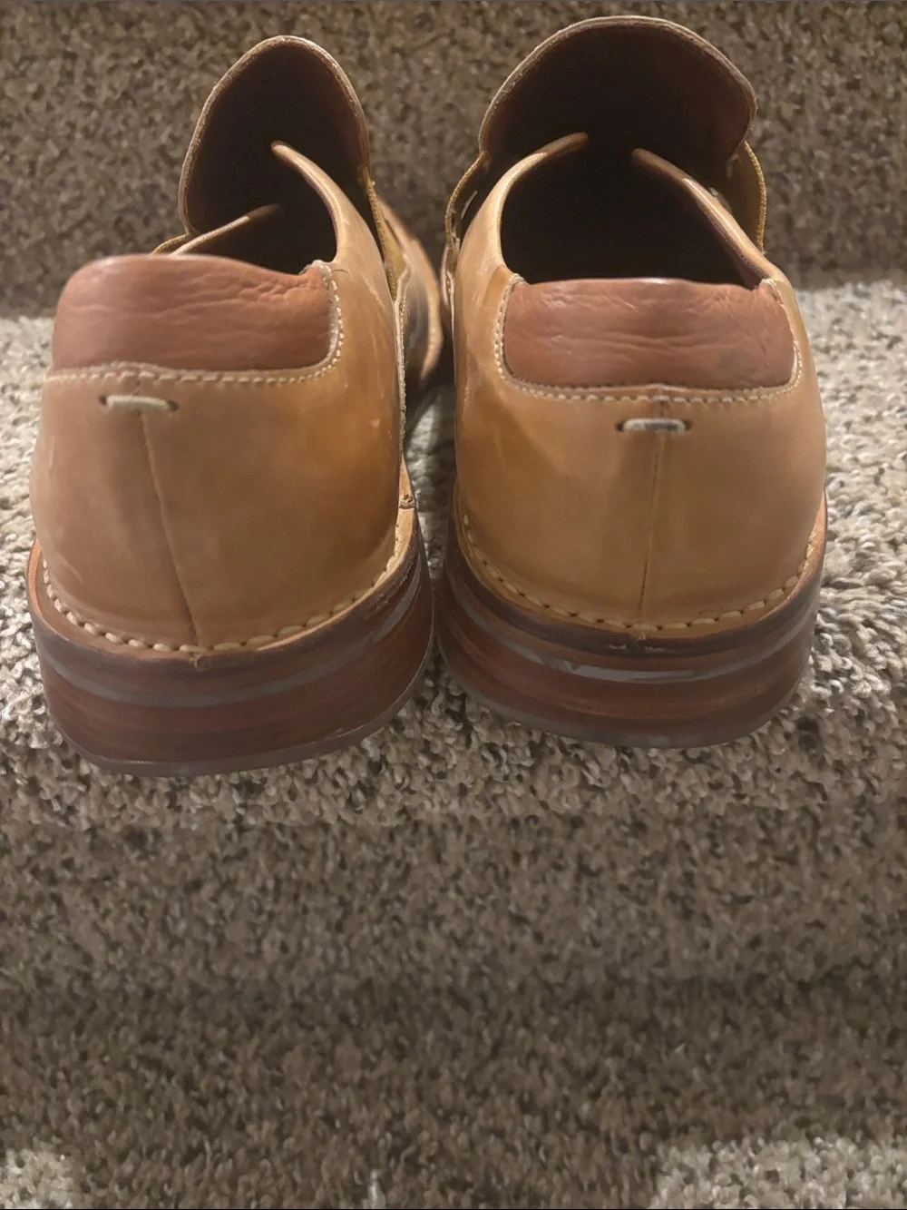 Colehaan leather upper Men's Tan Slip-On Leather Shoes 10 1/2 M made in Brazil